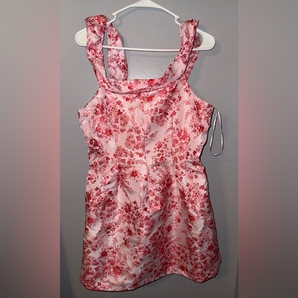 Off shoulder pink floral pants store dress